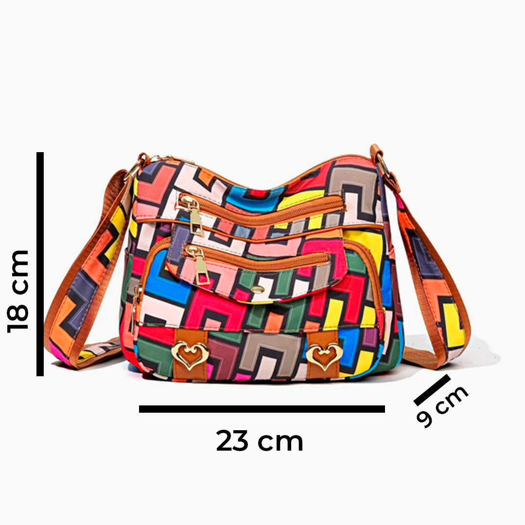 Bolso bandolero estilo geométrico colorido