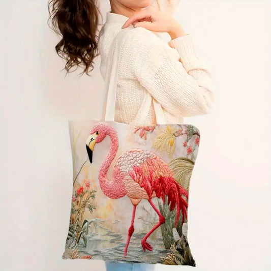 Bolsa de Mandado Tote Bag Diseño Naturaleza Flamingo