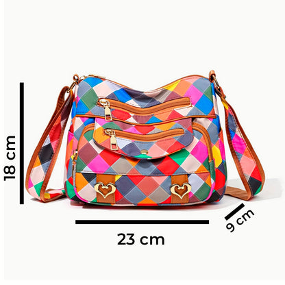 Bolso bandolero estilo geométrico colorido